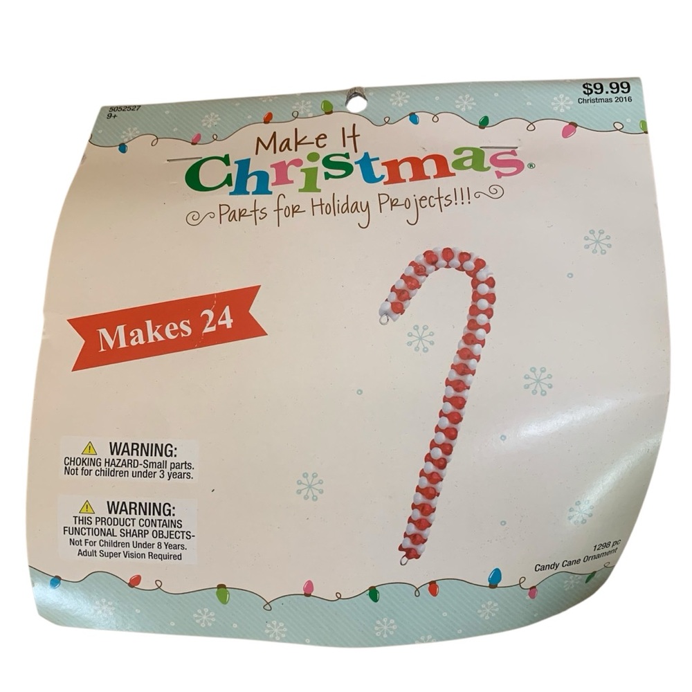 Candy Cane Bead Kit Makes 24 Red and White